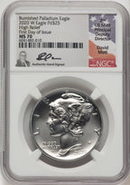 2020-W Palladium Eagle 1 oz Burnished FDI David Motl NGC MS70