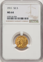 1911 $2.50 Indian Quarter Eagle NGC MS64 (777120035)