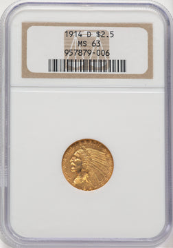 1914-D $2.50 Indian Quarter Eagle NGC MS63 (777122008)