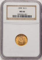 1898 $2.50 Liberty Quarter Eagle NGC MS66 (776703009)