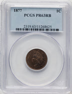 1877 1C RB Proof Indian Cent PCGS PR63