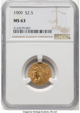 1909 $2.50 Indian Quarter Eagle NGC MS63 (777927010)
