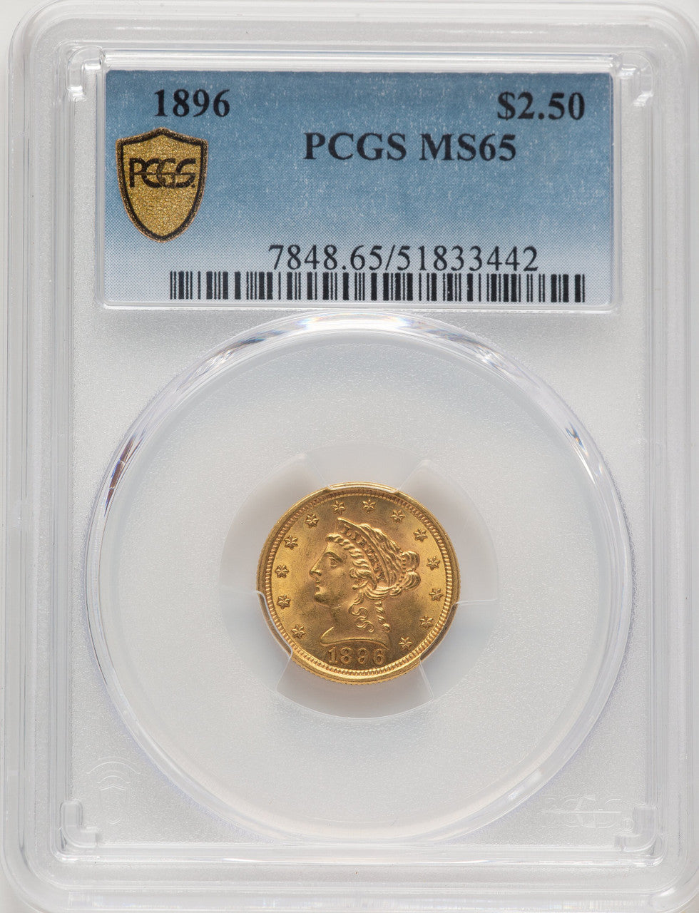 1896 $2.50 Liberty Quarter Eagle PCGS MS65