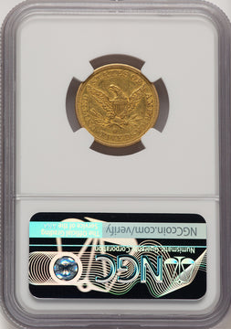 1843-O $5 Large Letters Liberty Half Eagle NGC AU55