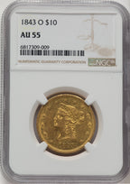 1843-O $10 Liberty Eagle NGC AU55 (777121010)
