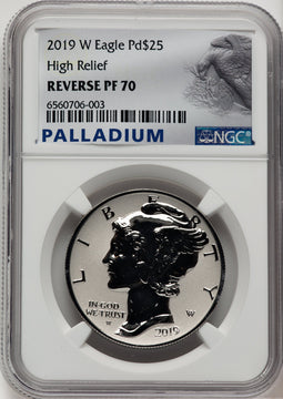 2019-W Palladium Eagle 1 oz REV Palladium Label NGC PF70