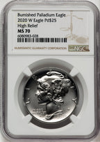 2020-W Palladium Eagle 1 oz Burnished Brown Label NGC MS70