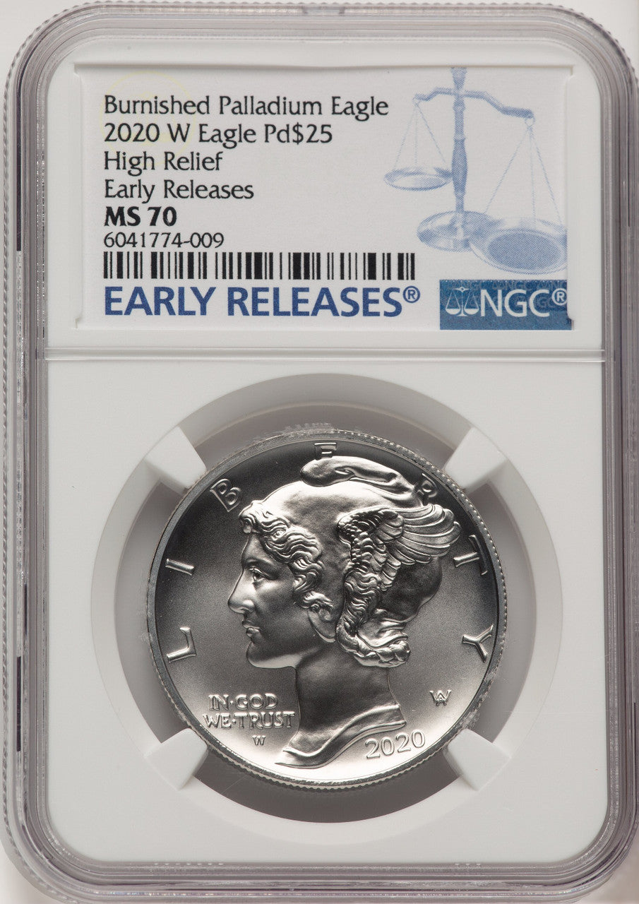 2020-W Palladium Eagle 1 oz Burnished ER Blue NGC MS70