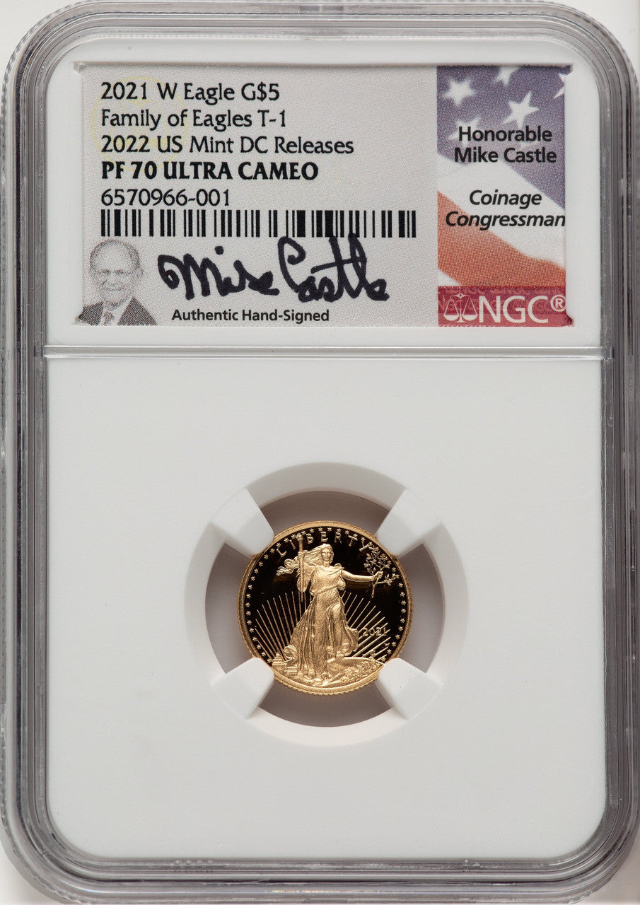 2021-W T1 4-Coin Set Gold American Eagle Mike Castle NGC PF70