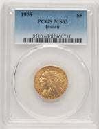 1908 $5 Indian Indian Half Eagle PCGS MS63 (777139049)