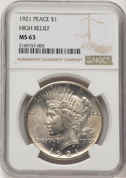 1921 Peace Dollar NGC MS63