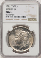 1921 Peace Dollar NGC MS63