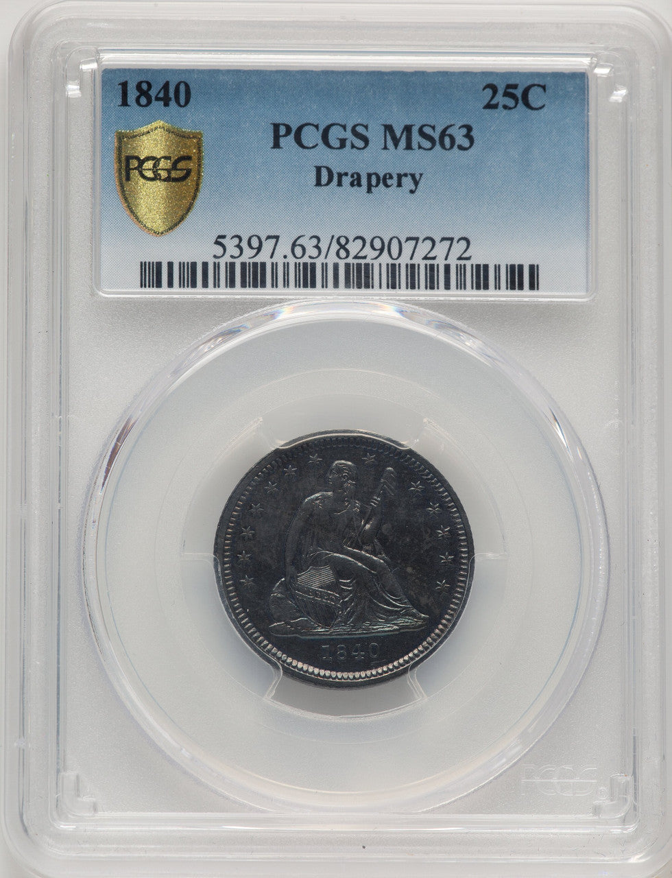 1840 25C Seated Quarter PCGS MS63