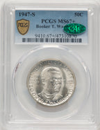 1947-S 50C Booker T. Washington CAC Commemorative Silver PCGS MS67+