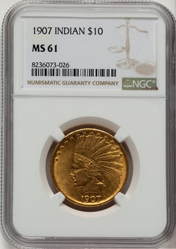 1907 $10 No Motto Indian Eagle NGC MS61 (520907022)
