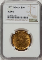 1907 $10 No Motto Indian Eagle NGC MS61 (520907022)