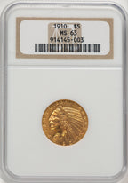 1910 $5 Indian Half Eagle NGC MS63 (506650002)