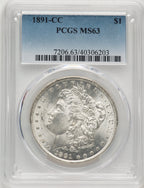 1891-CC Morgan Dollar PCGS MS63 (776615005)