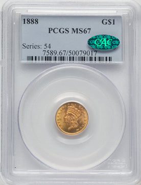 1888 G$1 CAC Gold Dollar PCGS MS67