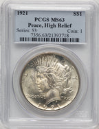 1921 Peace Dollar PCGS MS63 (774721029)