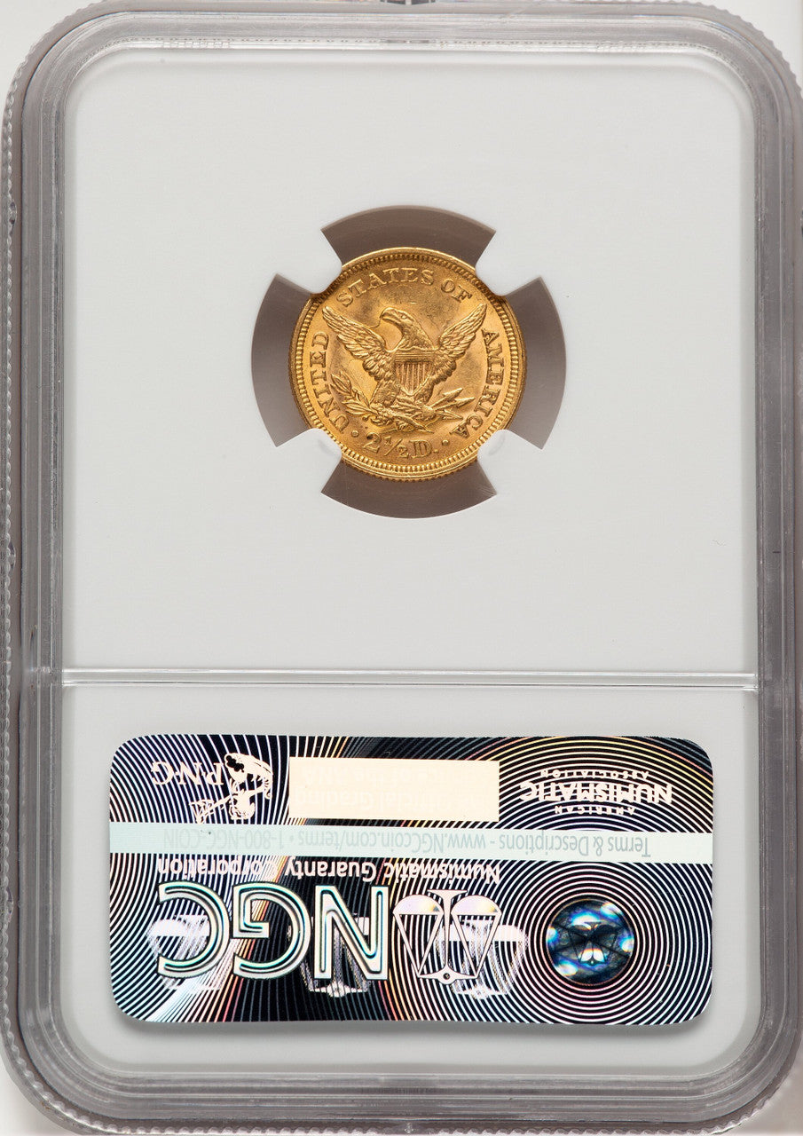 1861 $2.50 Old Rev. Liberty Quarter Eagle NGC MS62