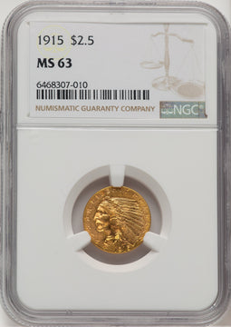 1915 $2.50 Indian Quarter Eagle NGC MS63 (776716064)