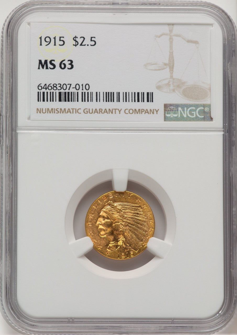 1915 $2.50 Indian Quarter Eagle NGC MS63 (776716064)