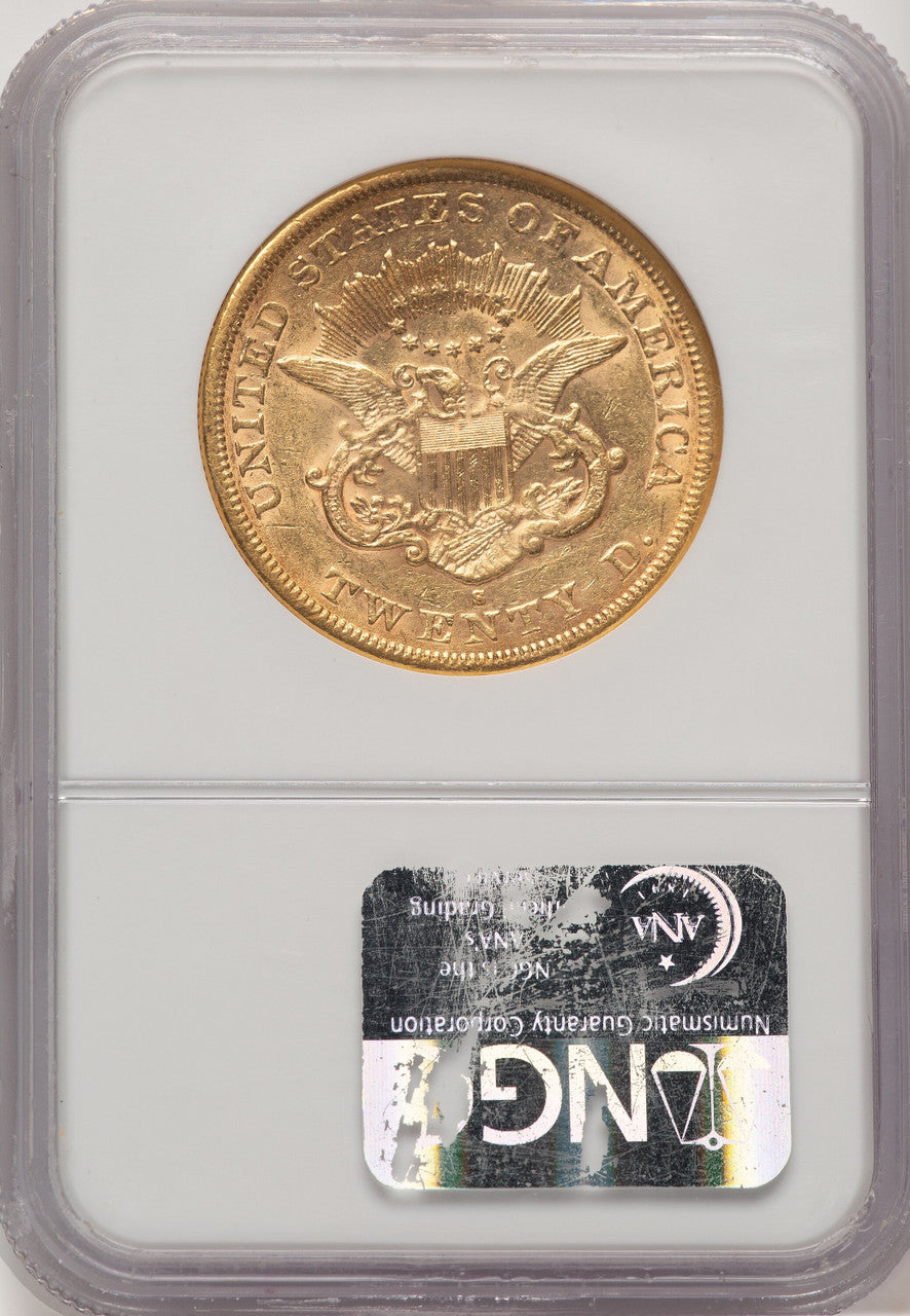 1864-S $20 Brown Label Liberty Double Eagle NGC AU55