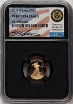 2019-W $5 One-Tenth Ounce Gold Eagle Miles Standish NGC PF70