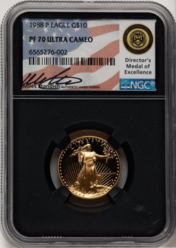1988-P $10 Quarter-Ounce Gold Eagle Miles Standish NGC PF70