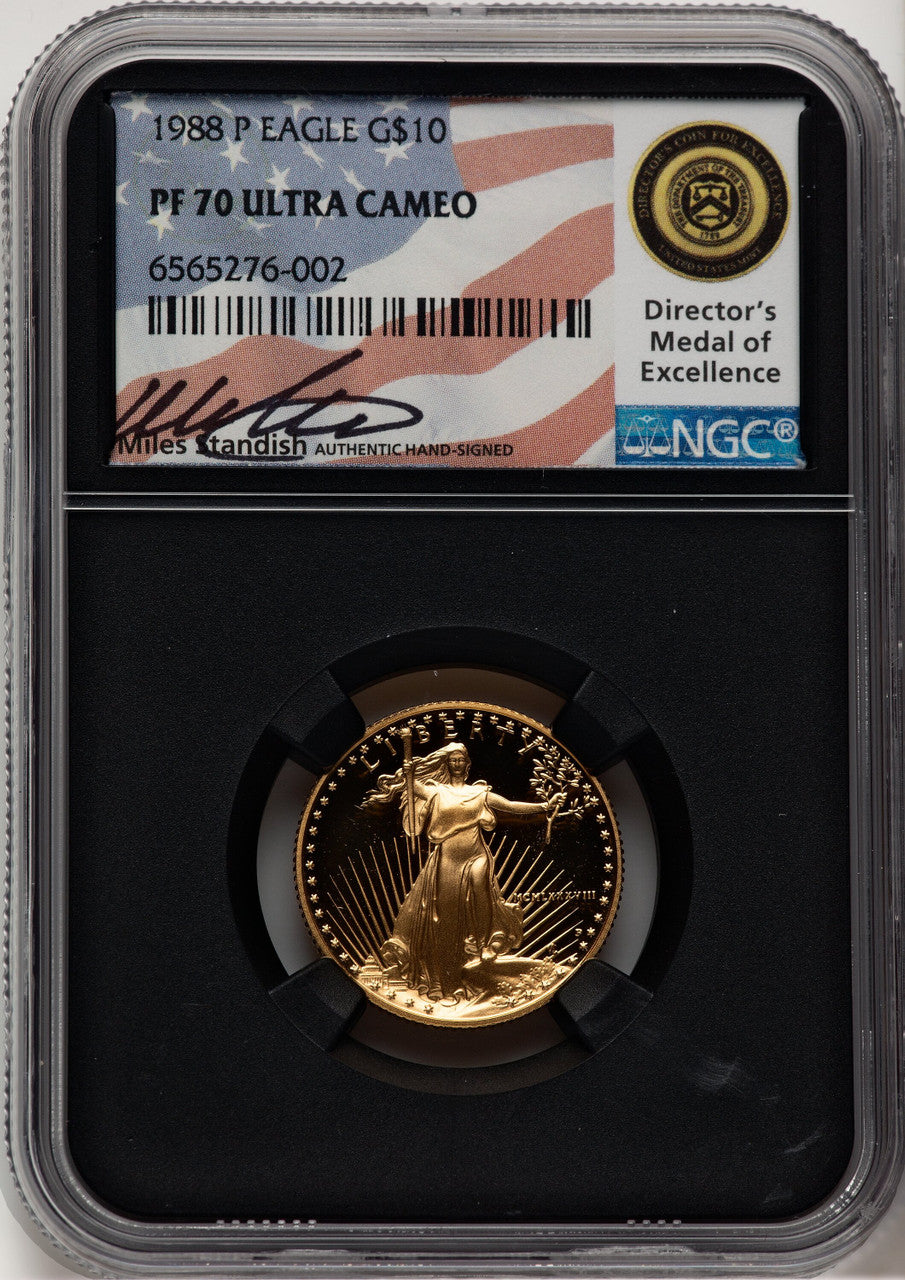 1988-P $10 Quarter-Ounce Gold Eagle Miles Standish NGC PF70