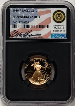 1989-P $10 Quarter-Ounce Gold Eagle Miles Standish NGC PF70