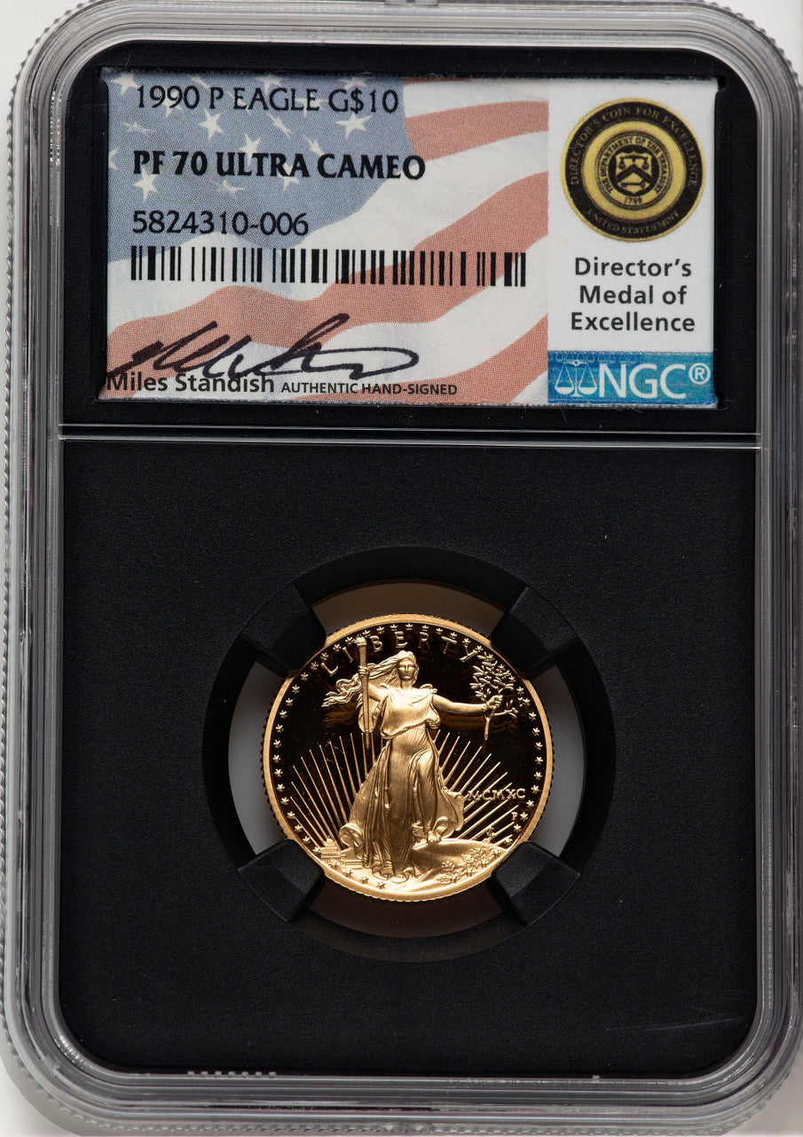 1990-P $10 Quarter-Ounce Gold Eagle Miles Standish NGC PF70