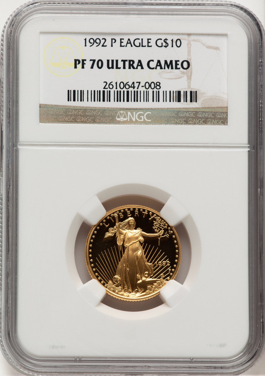 1992-P $10 Quarter-Ounce Gold Eagle Brown Label NGC PF70 (507166124)