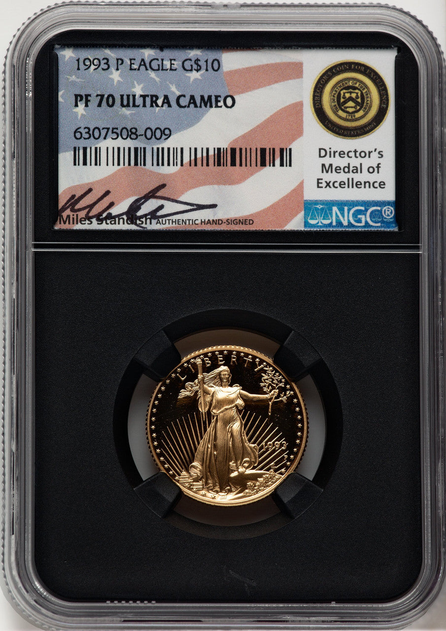 1993-P $10 Quarter-Ounce Gold Eagle Miles Standish NGC PF70