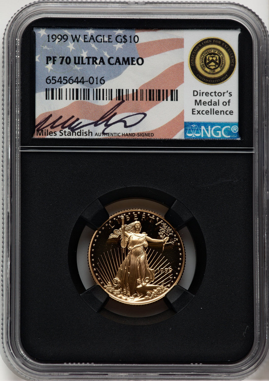 1999-W $10 Quarter-Ounce Gold Eagle Miles Standish NGC PF70
