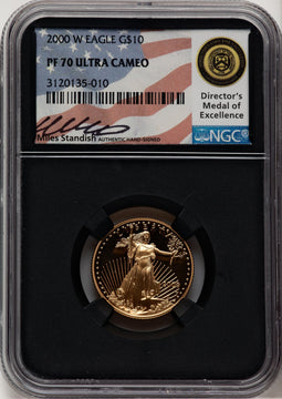 2000-W $10 Quarter-Ounce Gold Eagle Miles Standish NGC PF70