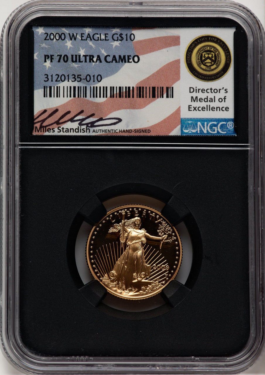 2000-W $10 Quarter-Ounce Gold Eagle Miles Standish NGC PF70
