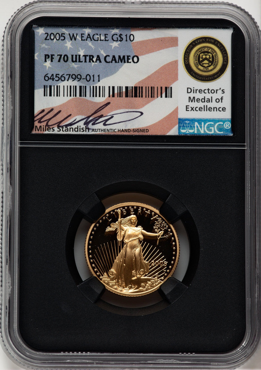 2005-W $10 Quarter-Ounce Gold Eagle Miles Standish NGC PF70