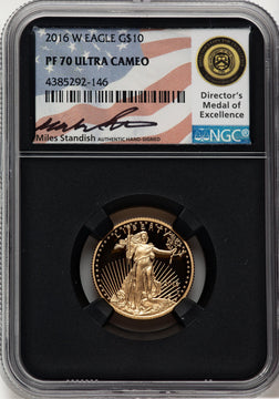 2016-W $10 Quarter-Ounce Gold Eagle 30th Anniversary Miles Standish NGC PF70