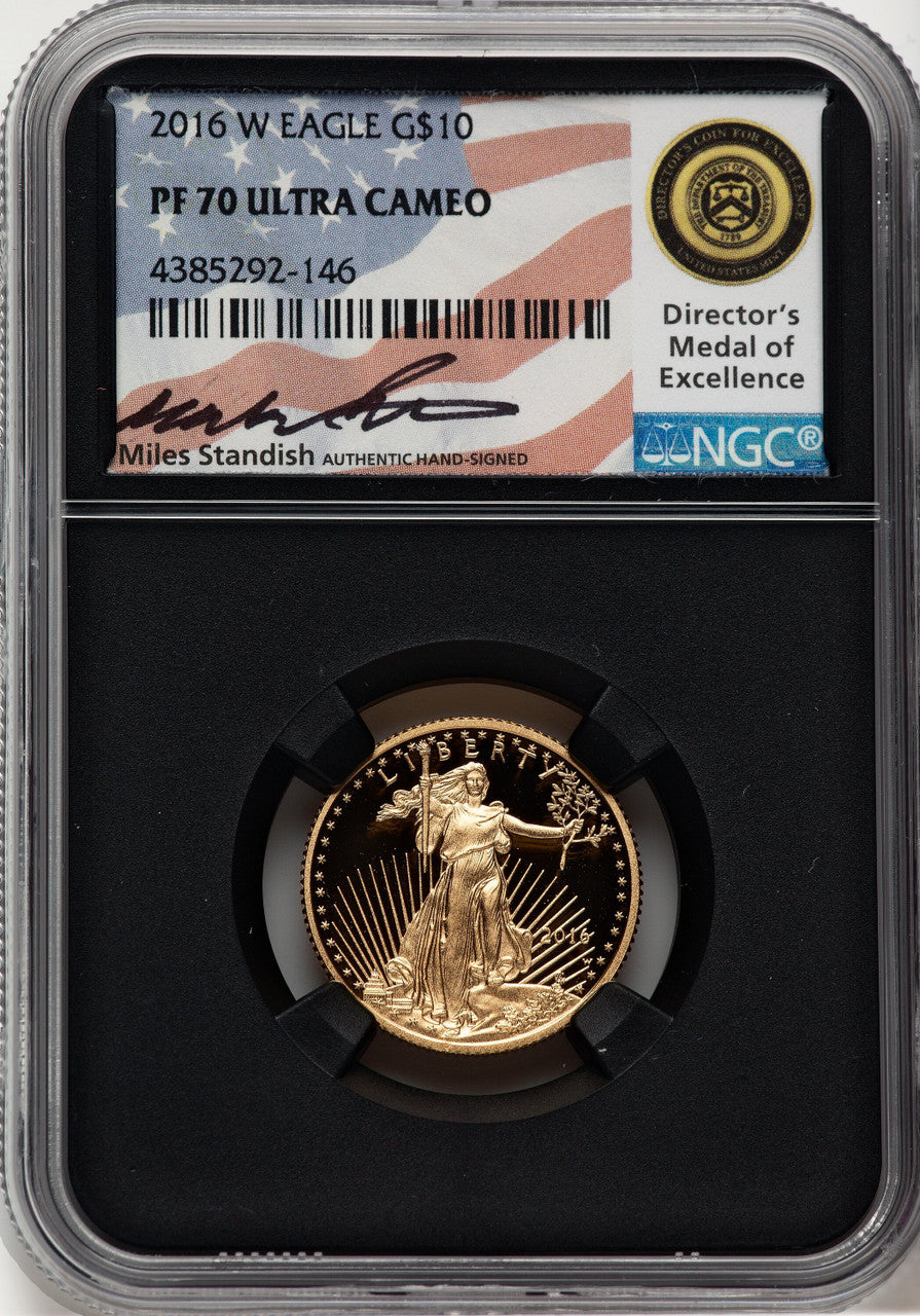 2016-W $10 Quarter-Ounce Gold Eagle 30th Anniversary Miles Standish NGC PF70