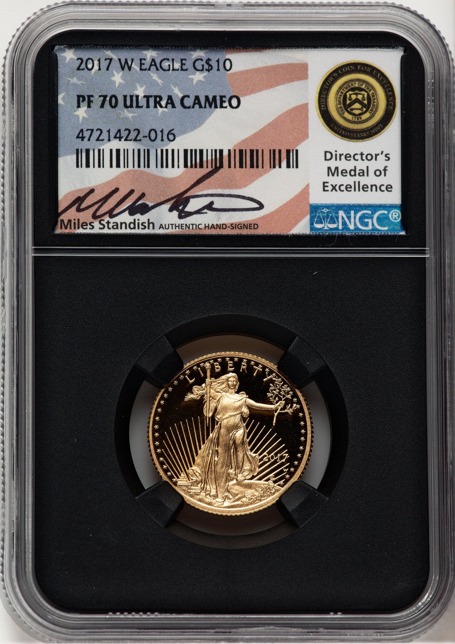 2017-W $10 Quarter-Ounce Gold Eagle Miles Standish NGC PF70