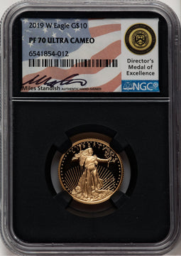 2019-W $10 Quarter-Ounce Gold Eagle Miles Standish NGC PF70