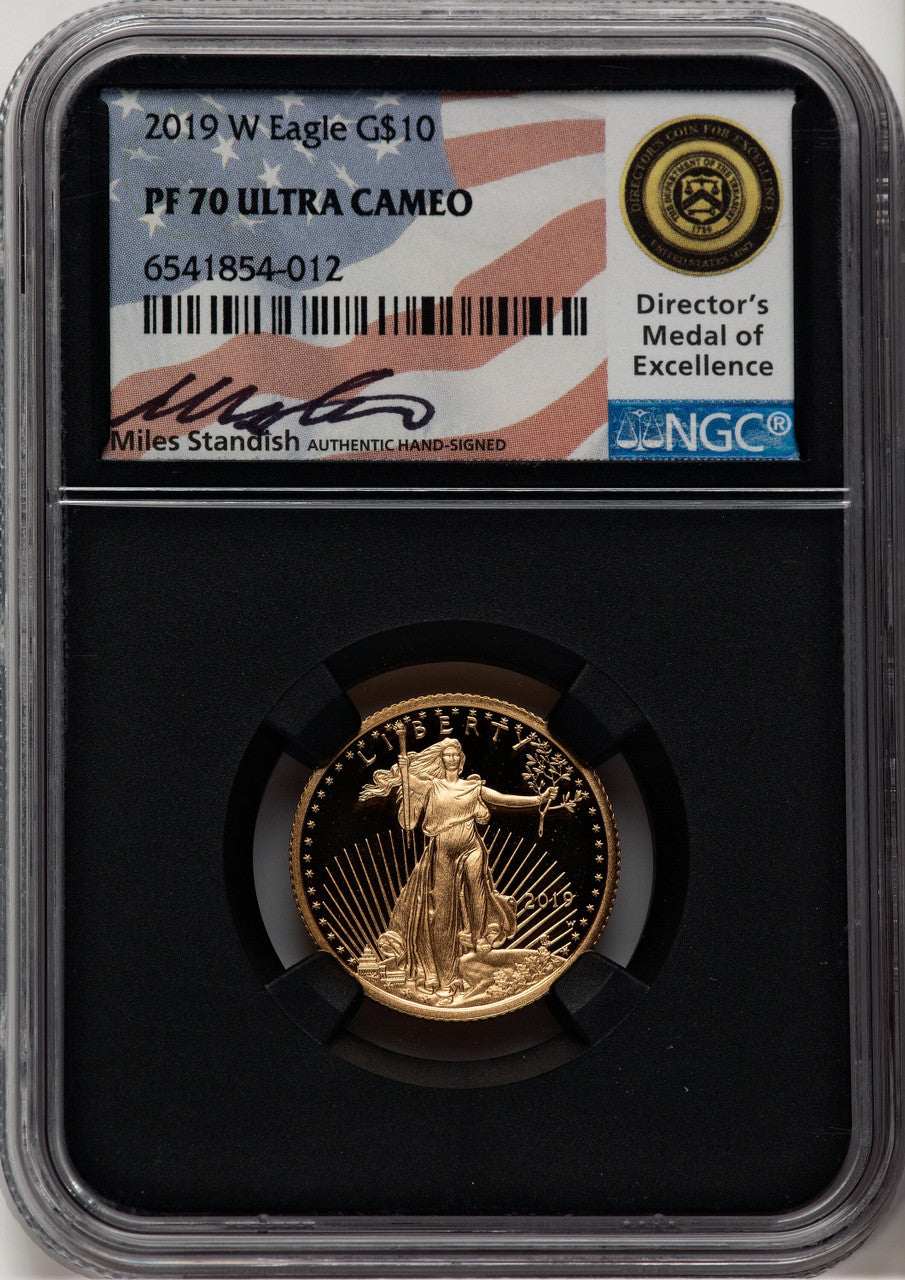 2019-W $10 Quarter-Ounce Gold Eagle Miles Standish NGC PF70