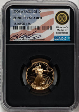2006-W $10 Quarter-Ounce Gold Eagle Miles Standish NGC PF70