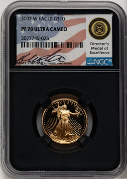 2007-W $10 Quarter-Ounce Gold Eagle Miles Standish NGC PF70