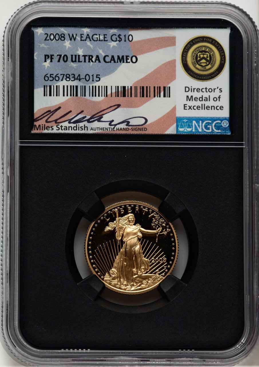 2008-W $10 Quarter-Ounce Gold Eagle Miles Standish NGC PF70