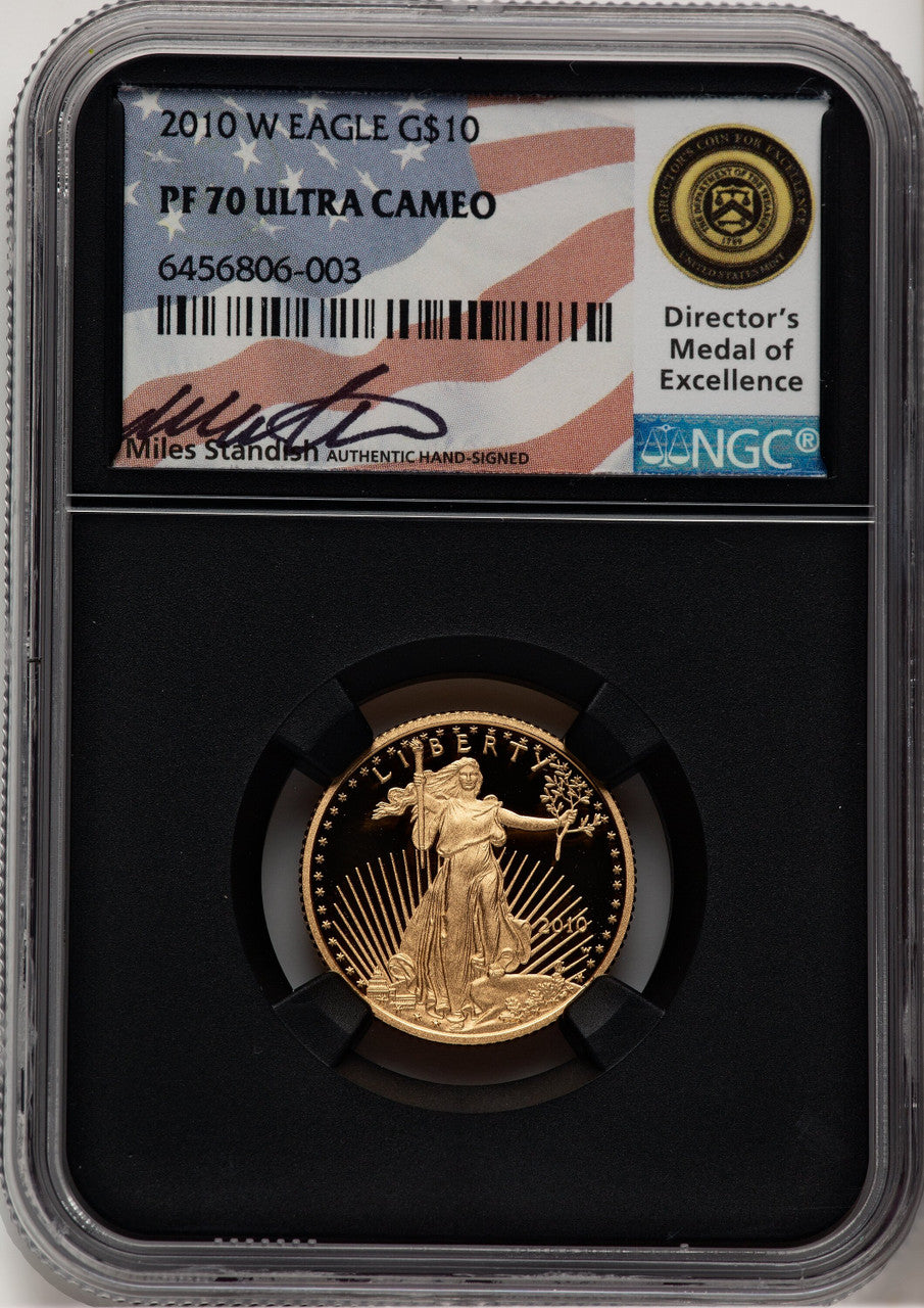2010-W $10 Quarter-Ounce Gold Eagle Miles Standish NGC PF70