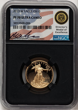 2013-W $10 Quarter-Ounce Gold Eagle Miles Standish NGC PF70