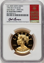 2017-W $100 American Liberty High Relief Jeff Garrett NGC PF70